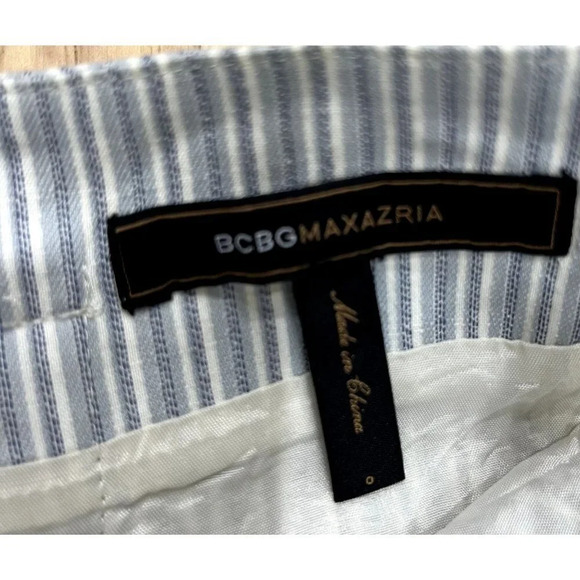 BCBG MaxAzria Blue White Stripe Paperbag Waist Skirt 0 - Picture 3 of 5